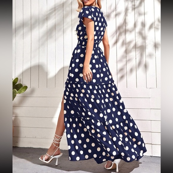 Boho polka dot split thigh maxi dress - Picture 3 of 13